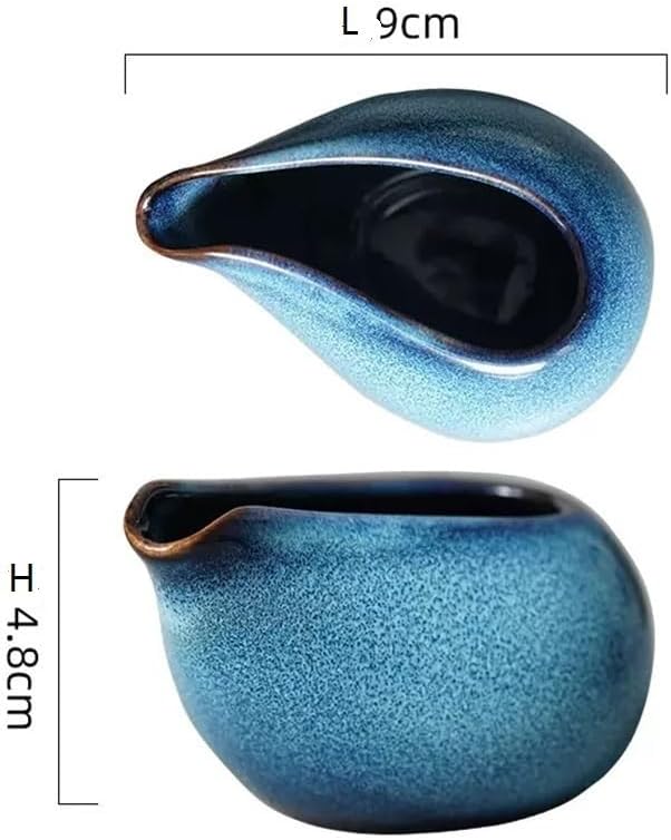 Gravy Boat Versatile Gravy Boat and Sauce Server, Elegant Glaze Design for Home & Restaurant Use - Gravies, Sauces, Milk, and Coffee Extraction(Blue)