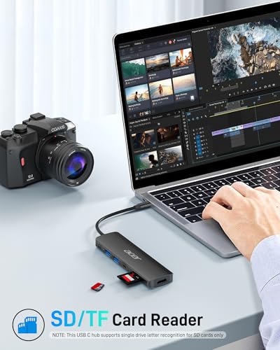 Image of Acer USB C Hub, 7 in 1 USB-C to HDMI Dock, 2 USBA 3.1 GEN1 and 5Gbps Type-C Data Port, 4K HDMI Port, PD 100W Charging, SD Card Reader, for iPad Pro MacBook Pro Laptops and More (Black)