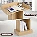Wooden Podium Stand with Storage Shelves, Oak Color, 47.5