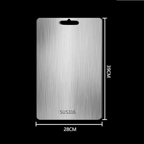 Miniatura 2 de QUYWAZP Tabla de cortar de acero inoxidable 316 para cocina, tabla de cortar de doble cara, bandeja de cortar gruesa, tabla de cortar carne de