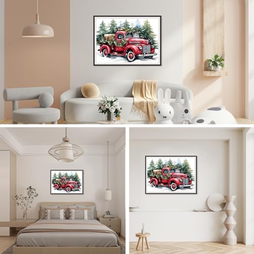 Senqao WX4791 Christmas Diamond Painting Kits For Adults, Red Truck Diamond Dots Art Paintings thumb #2