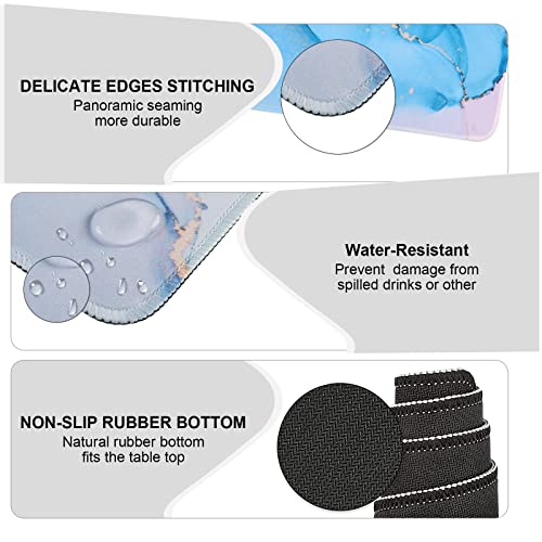 Anyshock Mouse Pad Wrist Support, Pink Desk Mat, Keyboard Wrist Rest, 3 In 1 Ergonomic Gaming Mouse Pad Large (35.4 X 15.7 Inch) Set With Non-Slip Rubber Base Desk Pad For Home, Office (Blue Marble) #TOP5
