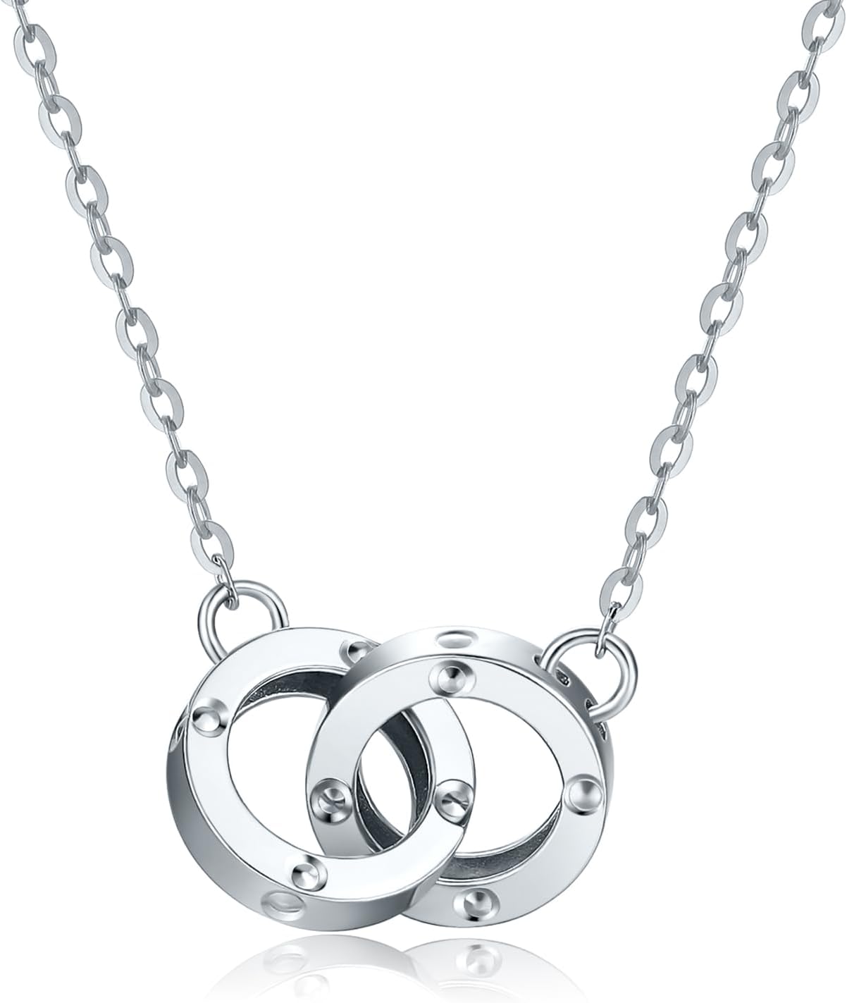 950 Platinum Pendant Necklace Circle To Circle Necklace Chain with Jewelry Box for Women Girlfriend Mum Wife Birthday Anniversary 42+5CM