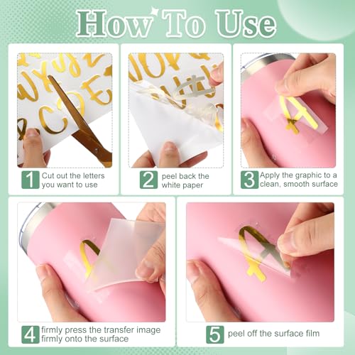 Image of 7 Sheets UV Dtf Cup Wrap Name Stickers for Water Bottles Waterproof Vinyl Decals Personalized Custom Lettering Gift Stickers for Cups Love 14-40oz Tumbler Mugs DIY Craft (Gold)