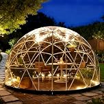 AUTUMFLATGAO Garden Igloo Dome Geodesic Pod Bubble Tent, 3.6m/12ft Garden Dome Igloo, Weatherproof Greenhouse for Patio and Dining Places, Camping, Party Birthday Restaurant