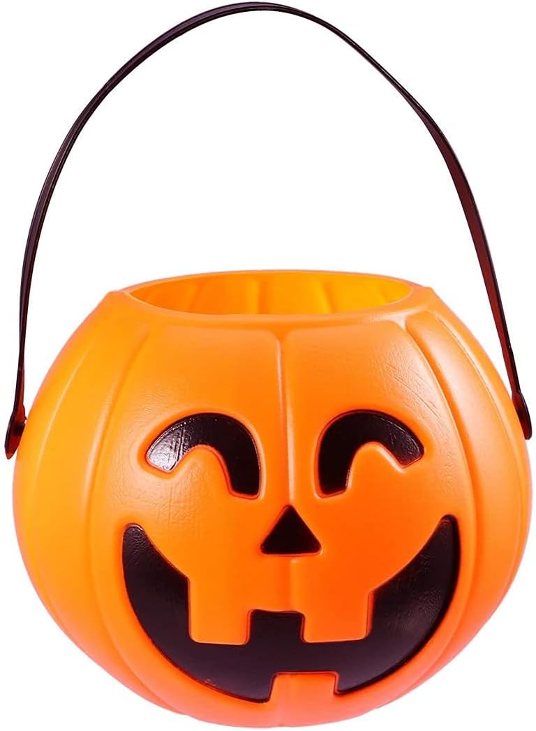 Halloween Basket Pumpkin Bucket (Big, 17cm) – Jack O' Lantern Candy Bowl– Perfect for Trick or Treat and Halloween Decorations and Supplies