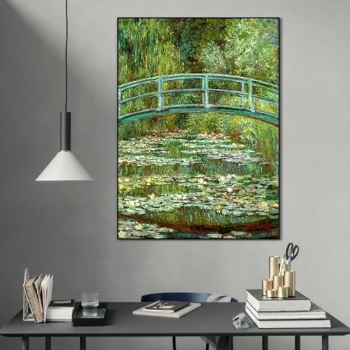 Impression Monet nénuphars grand format toile déco murale moderne encadrée