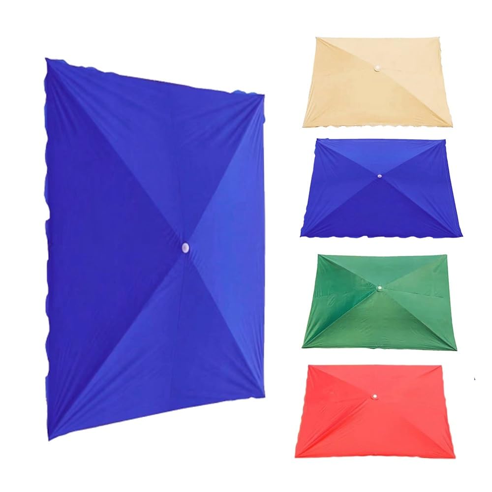 Parasole rettangolare di ricambio, 3 x 2 m, 4/6 costole, per esterni, per ombrellone da giardino (blu, 200 x 150 cm)