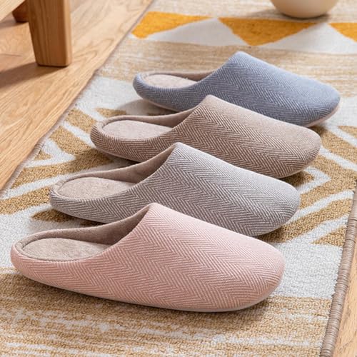Women's Non-Slip House Slippers Lightweight Cotton Memory Foam Indoor Outdoor Slip On Cozy Shoes Comfort Bedroom Warm Solid Color Slipper Winter Fall Couple Slippers for Home Travel4