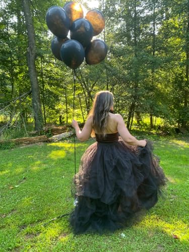 Qmker Wedding Planning Women's Long Maxi Tulle Special Occasion Bustle Night Out Black Skirt4