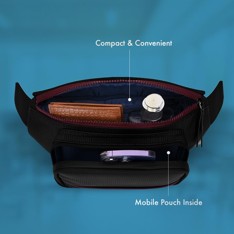 Image of Tommy Hilfiger Unisex Travel Fanny Pack BRIKK - Black | Waist Bag with Vislon Zipper | Mobile Pouch | Waist Pouch with Adjustable Strap | Stylish and Trendy Bag for Travel and Daily Use