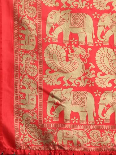 Image of AKHILAM Women's Art Silk Animal Print Saree With Unstitched Blouse Piece(Black APHALSP100D SNK)