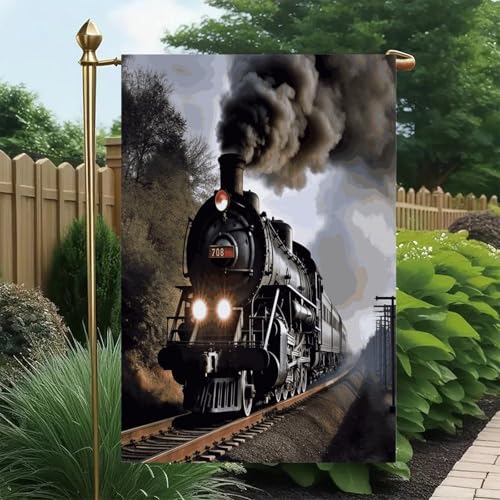Bandera de tren de vapor para decorar el jardín exterior durante las vacaciones de primavera 5