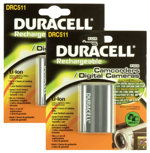 Image of Duracell BUND511 Replacement Digital Camera Battery for Canon BP-511 - Twin Pack