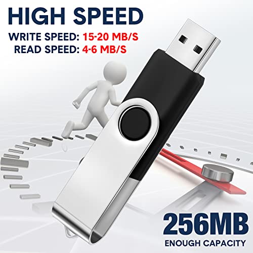 Clé USB pivotante noire : lot de 50 clés 256 Mo avec protection métallique