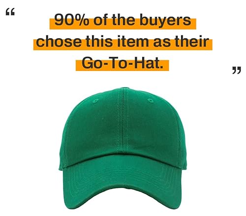 Kb-Low Kgn Classic Cotton Dad Hat Adjustable Plain Cap. Polo Style Low Profile (Unstructured) (Classic) Kelly Green Adjustable #TOP4