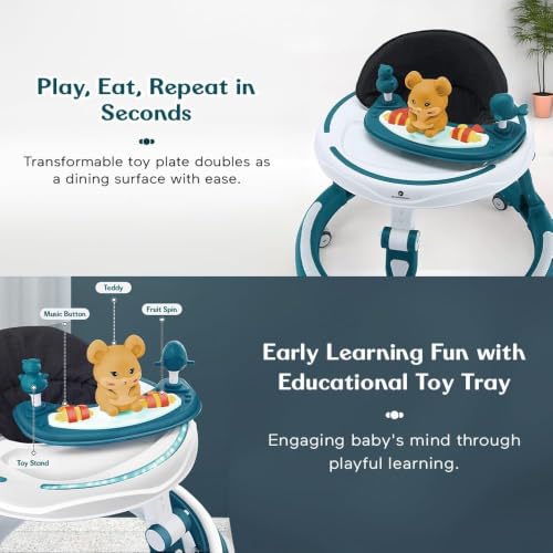 Image of StarAndDaisy Walker for Kids for 6 to 18 Months, Intergrated RGB Lights Baby Walker Boys & Girls with 7 Level Height Adjustment, Walker Baby with Switchable Food & Musical Toy Tray (Blue)