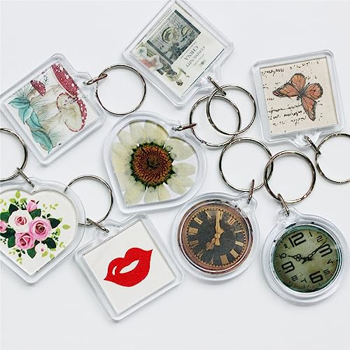 Image of BetterJonny 20Pcs Acrylic Picture Keychain Blanks in Clear Acrylic Picture Frame Keyrings