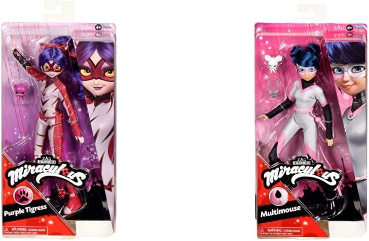 Ladybug And Cat Noir Toys Purple Tigress Fashion Doll | Articulated 26cm Purple Tigress Doll & Ladybug And Cat Noir Toys Multimouse Fashion Doll | Articulated 26 cm Multimouse Doll