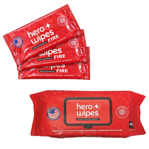Hero Wipes Fire Wipes Bundle- Extra Thick Durable 10x9” Wipes Remove Carcinogens Removes Ash, Soot, Smoke, Toxins, Travel-friendly packet image 2