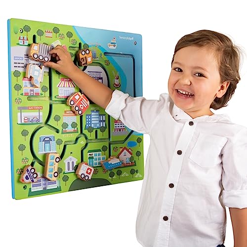City Heroes Wall Toy for Toddlers –Wall Activity Toy Panel for Kids - Wall Mounted Tactile Toy for Fine Motor Skills, Memory, and Sensory Development – Busy Board Montessori Toy