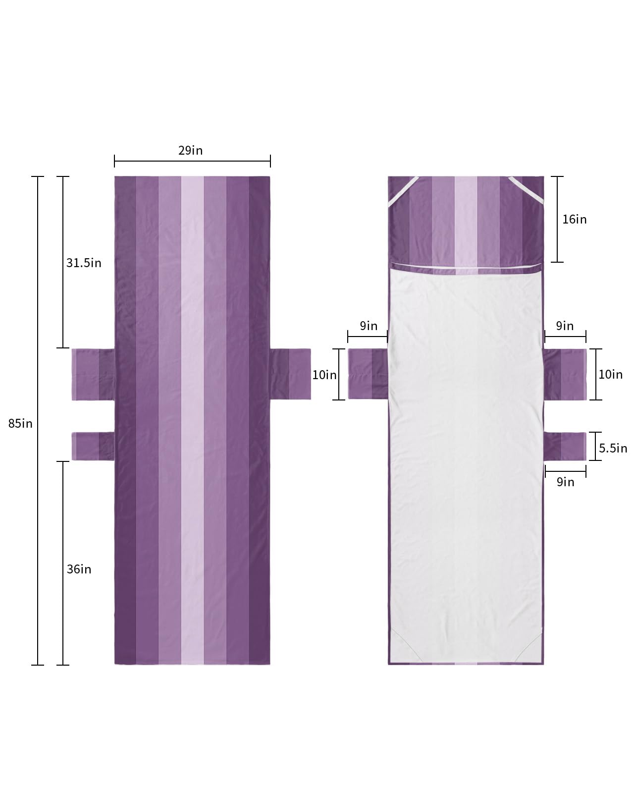 Purple Ombre Beach Lounge Chair Towel Cover, Soft Chaise Lounge Towel with Side Pockets Patio Pool Chairs Cover for Beach/Pool Sunbathing 29x85 Gradient Purple Woods Farmhouse