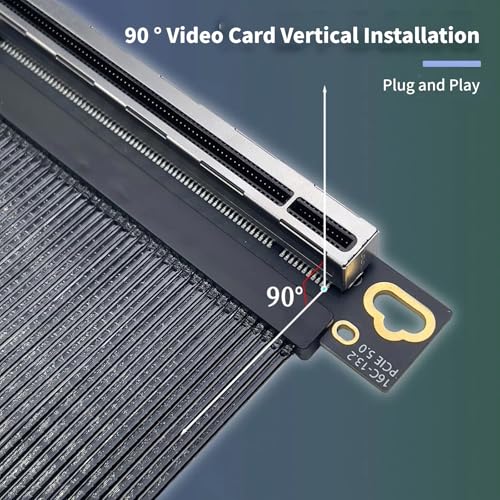 Câble vertical pour GPU PCIe 5.0 X16 idéal pour boîtier PC gaming vitré - 3