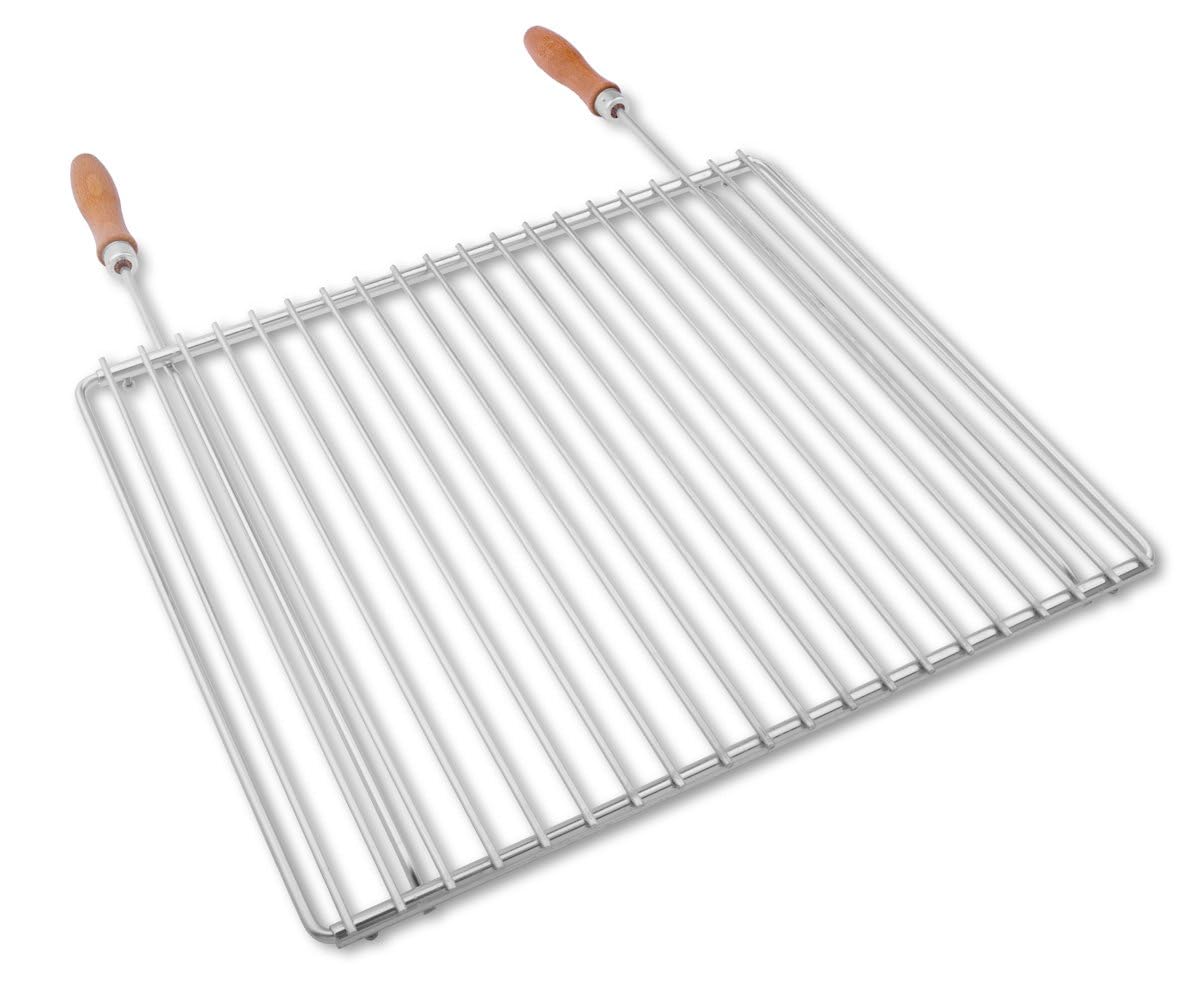 Grille barbecue inox réglable 45–55 × 37 cm avec poignées | Version réglable avec poignées