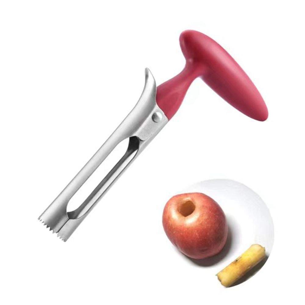 Corer Remover with Food-Grade Stainless Steel Sharp Serrated Blade,Ergonomic Anti-Slip Handle Corer for Home & Kitchen (Red)