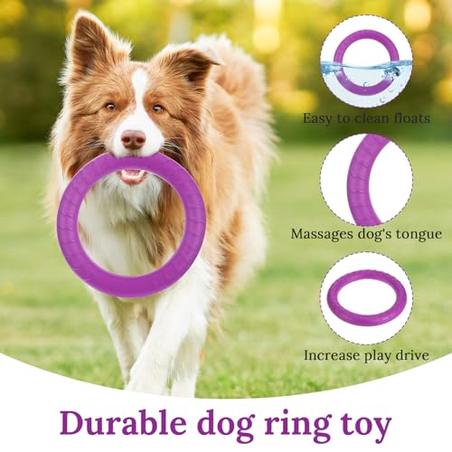 Telooco 4 Pack Dog Training Ring Toy, 7.48 Inch Dog Rings for Aggressive Chewers, Indestructible Pet Toys Flying Disc Floating Puppy Ring for Large Medium Puppy Training and Chewing