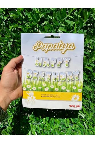 Papatya Temalı Happy Birthday Yazılı Pankart