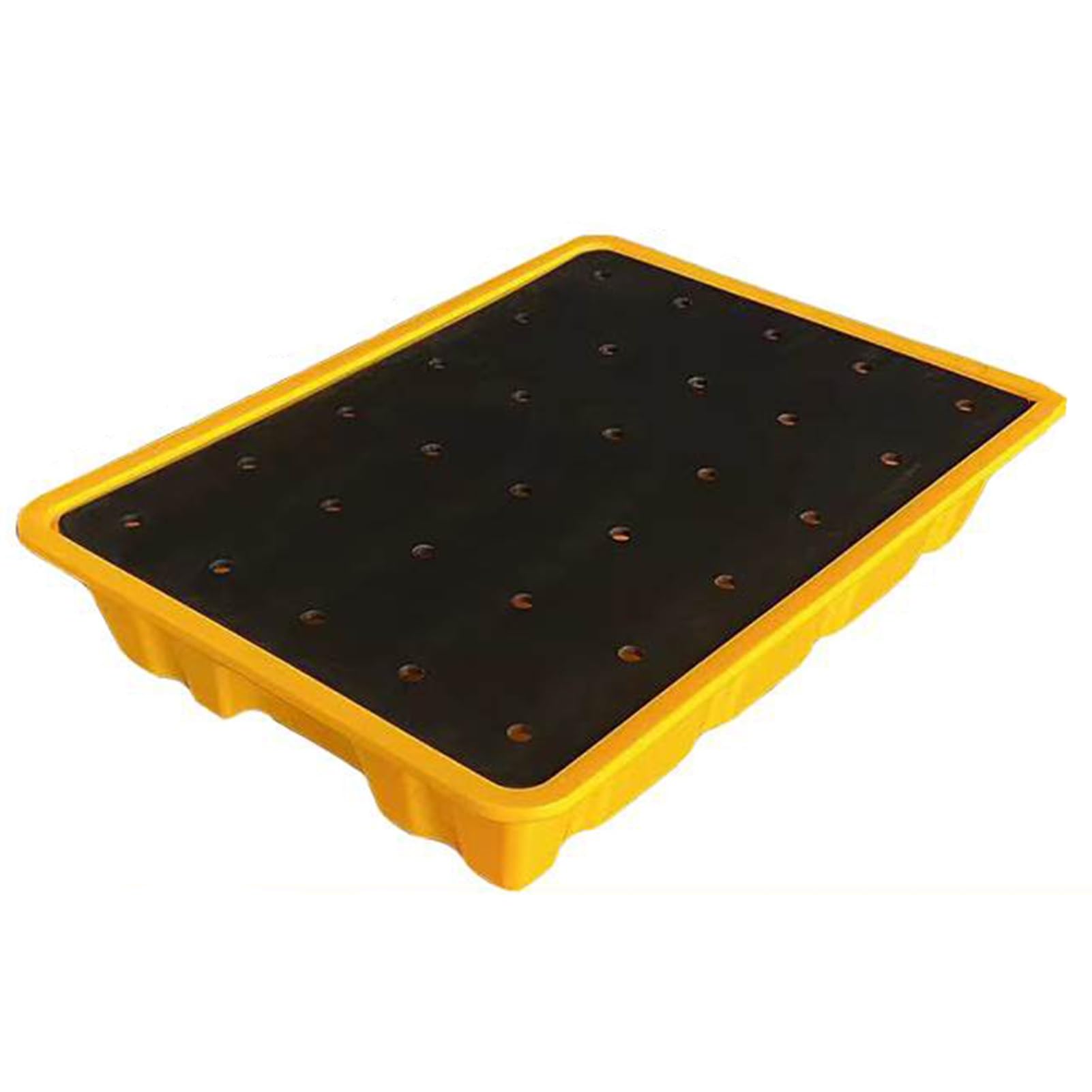 QUSYZD Oil Tank Spill Tray - Spill-Proof Polyethylene Containment Platform with Drain Outlet, Modular Leakproof Garage & Factory Spill Management Solution, Flat Gra,19.29x13.78x3.94in/49x35x10CM