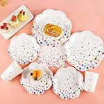 Colorful Birthday Plates and Napkins 200PCS Confetti Happy Birthday Party Plates Set Disposable Tableware Serve 50 for Art Paint Party Supplies Bubble Decorations-Colorful Paper Plates - Image 5