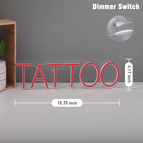 Miniatura 2 de Britrio TATTOO - Letrero de pared con luz de neón para sala de tatuajes, estudio, tienda, LED, divertida, decoración de pared para tiendas de