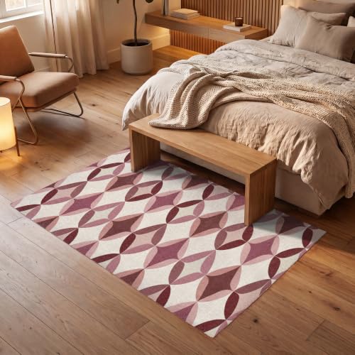 Alfombra rectangular de 180x120 cm antideslizante rosa OnlyWow para salones grandes 7
