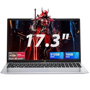KAIGERR Laptop de 17.3 pulgadas, AMD Ryzen 4300U, 16 GB de RAM 512 GB SSD, cámara web, portátil empresarial 2026, portátil Windοws 11, batería de 62.7 Wh, WiFi, teclado numérico