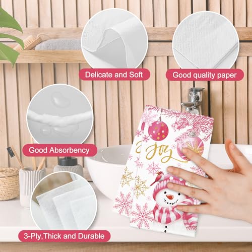 Servilletas de papel desechables para cena de Navidad color rosa 7