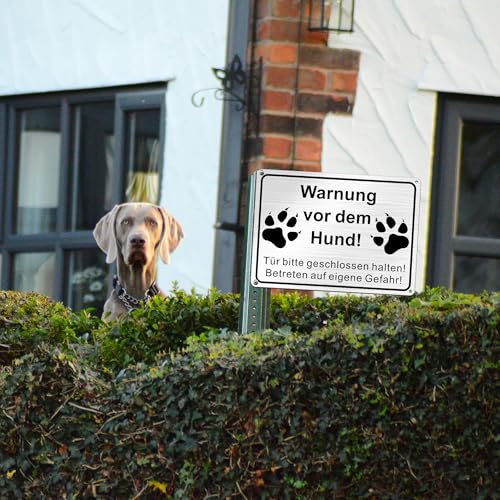 TAKULA Warnung vor dem Hund Schilder-Achtung Hund Schild-25 * 18CM Gebürstetes Metall Vorsicht Hund Schild|1 Stück
