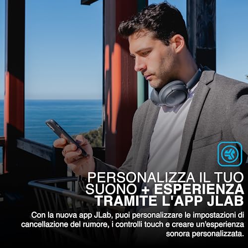 JLab JBuds LUX ANC Casque Bluetooth sans Fil Anti Bruit Pliable - Casque Réduction de Bruit Active Supra Auriculaire Audio avec Micro pour Musique et Télétravail, 70+ Heures d'Autonomie, Graphite - Immagine 3