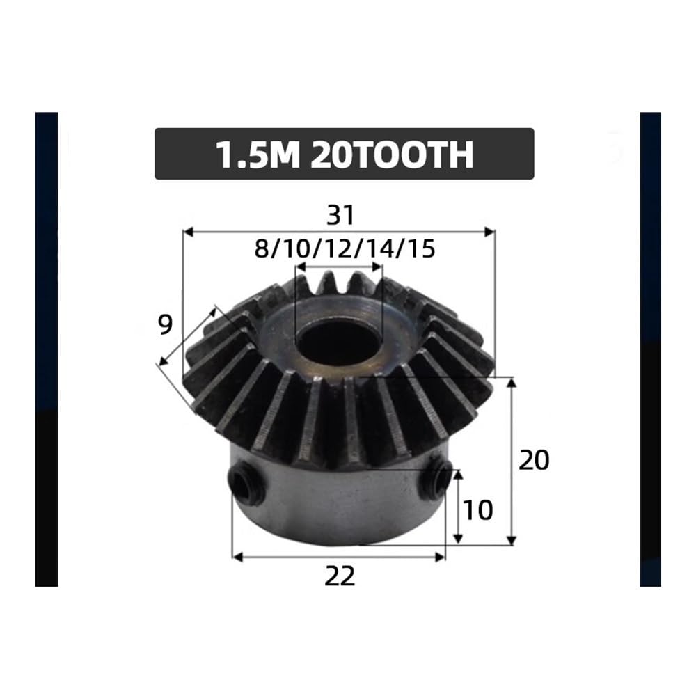 Ingranaggi Conici 1.5 Modulo 20 Denti con Foro Interno 15/16/8mm 10mm 12mm 14mm Commutazione Azionamento A 90 Gradi Ingranaggi Fissi con Vite(16mm out Diameter 24,6pcs 1.5M 20)