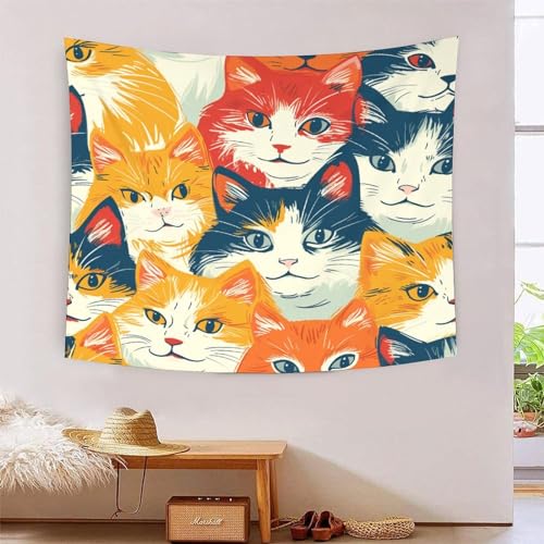 Tapisserie murale chat 3D grand tissu decoration murale salon cocooning