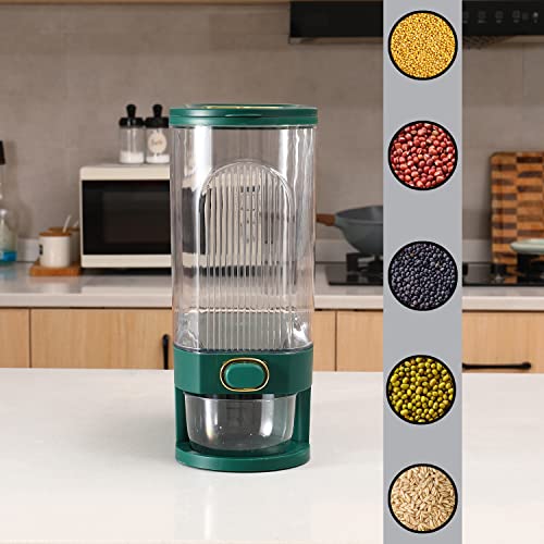 Sooyee Clear Rice Dispenser, Large Grain Container Storage With Lid Measuring Cylinder Moisture Proof Household Cereal Dispenser Bucket For Kitchen Soybean Corn,Clear And Green #TOP5