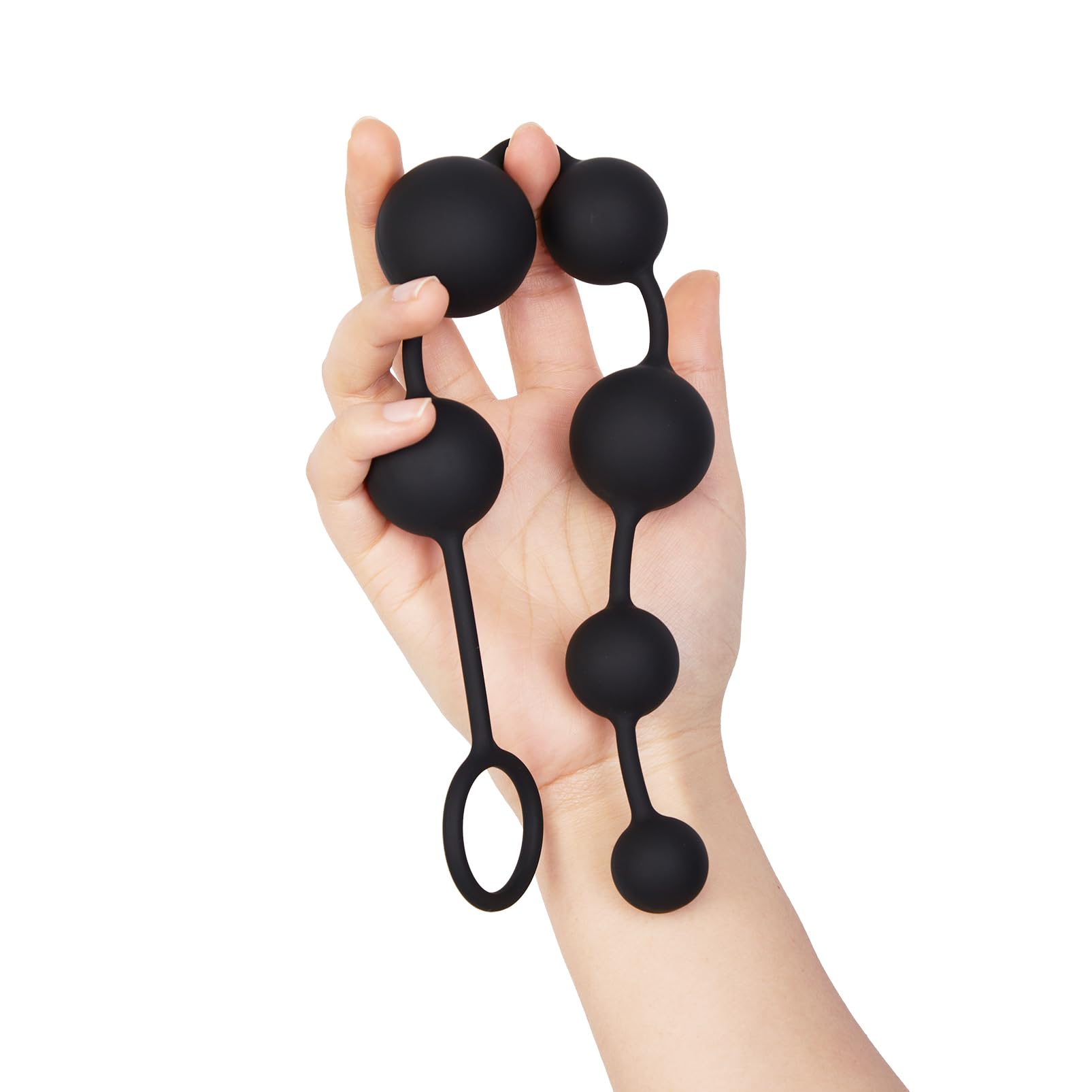 UTIMI Butt Plug with Silicone Anal Bead Anal Sex Toys with Safe Pull Ring in Black