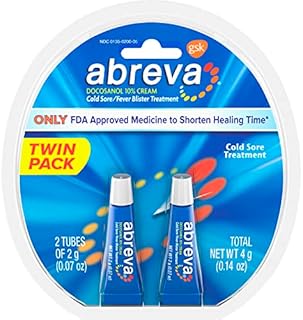 Abreva 10 Percent Docosanol Cold Sore Treatment, Treats Your Fever Blister in 2.5 Days - 0.07 oz Tube x 2