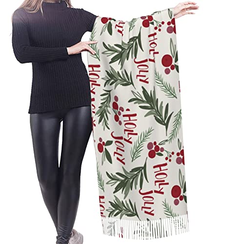 Yinzaishe Women's Christmas Floral Scarf, Cashmere Feel Fashion Scarves Comfortable Long Shawls And Wraps Fall Winter Warm Large Scarfs #TOP1