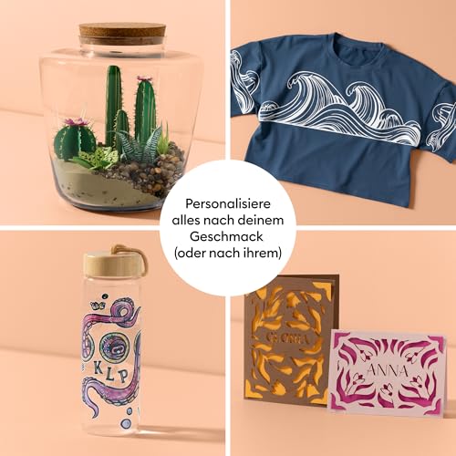 Cricut Explore® 5 Deluxe Bundle + Digitale Inhalte. Intelligente Schneidemaschine – perfekt für Projekte wie individuelle Vinyl-Aufkleber, T-Shirts, vollfarbige Sticker, Karten und mehr.