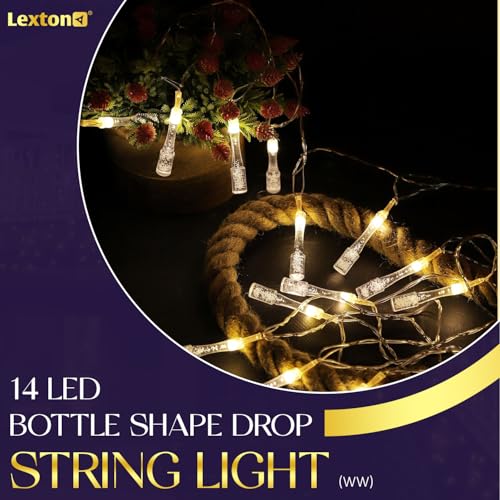 Image of Lexton Fairy 14 Bottle Shape Drop LED String Light | 14 LED, Plug Sourced, 4 Meter Long | Suitable for Diwali, Birthday, Festival, Wedding, Party, Patio, Lawn, Restaurants (Pack of 1, Warm White)