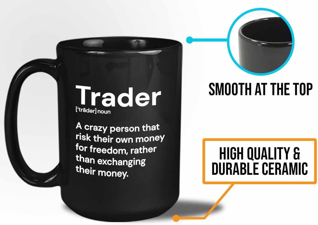Bubble Hugs Stock Market Coffee Mug 15oz Black - Trader Definition - Funny Saying Trader Brokers Financial Adviser Investment Stockbrockers Investor Investing Trading Planner Dividend Cryptocurrency