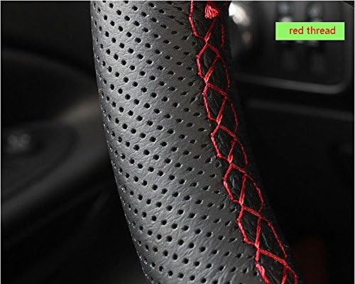 Miniatura 2 de DIY cubierta para volante de piel auténtica, ajuste personalizado para 2017 Mazda 3 M3 para 2017 mazda CX-5 para 2016 2017 Mazda CX-9 38CM, negro,