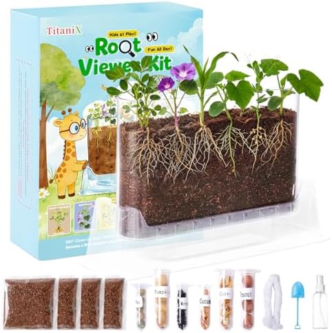 TitaniX Root Viewer Kit for Kids with 6 Seed Varieties, STEM Science Toy & Craft Growing Kits for Boys & Girls, Grow Your Own Plant for Ages 4-8 Birthday Gifts for Boy,4, 5, 6, 7, 8, Year Old
